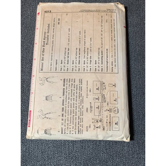 Vintage Simplicity Pattern 4213 Women's Apron One Size Fits All - Picture 2 of 2